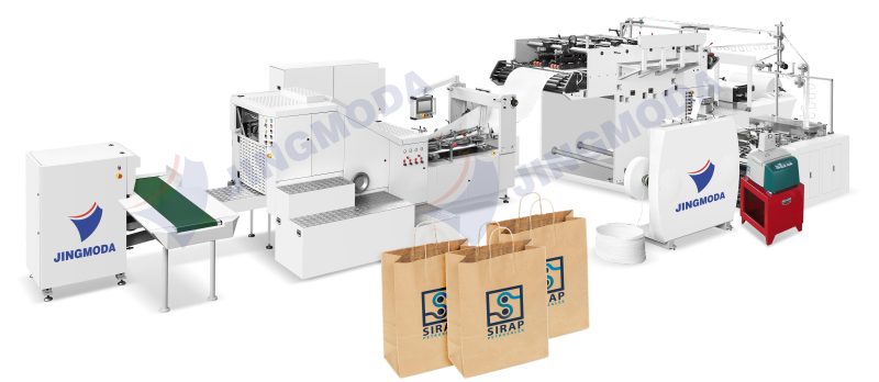JMD-33DRW+ Автоматический комплекс для производства бумажных пакетов с П-дном, витыми ручками и печатью